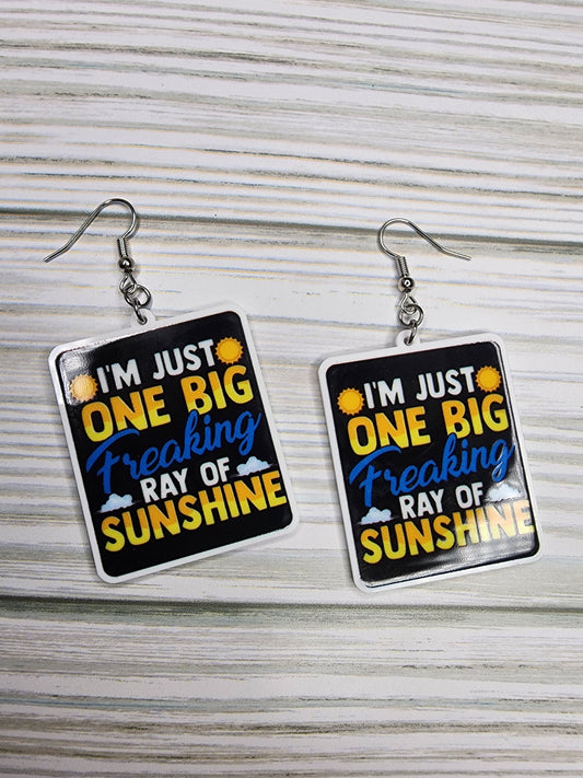 I'm Just One Big Ray of Sunshine Earrings Sarcastic & Funny