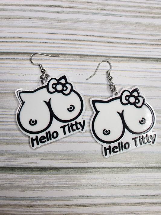 Hello Titty Earrings Sarcastic & Funny