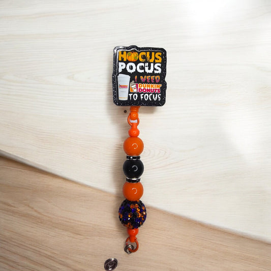 Hocus Pocus DD Love Coffee Beaded Retractable Badge Reel