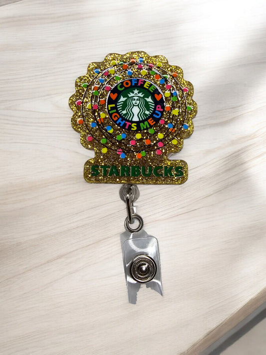 Coffee Retractable Badge Reel Light Camera Action