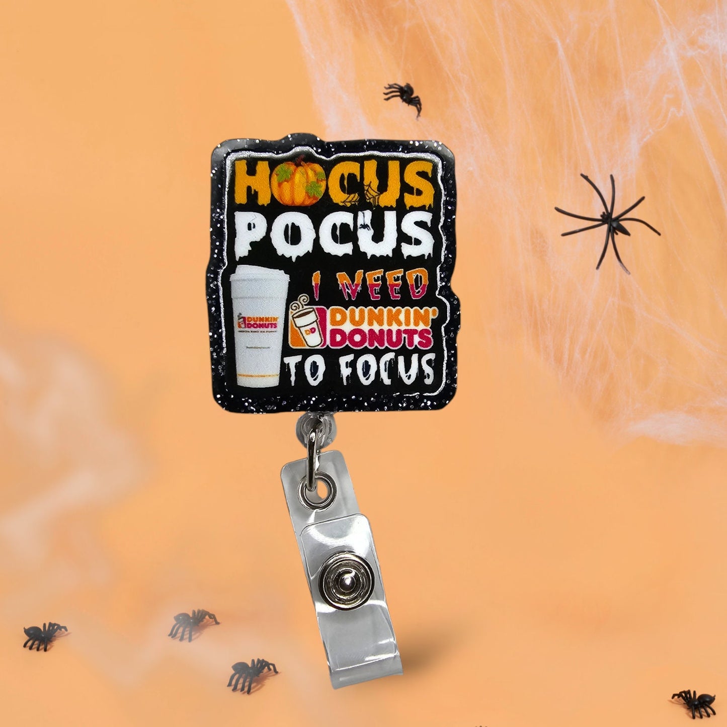 Hocus Pocus I Need Dunkin Coffee to Focus Retractable Badge Reel