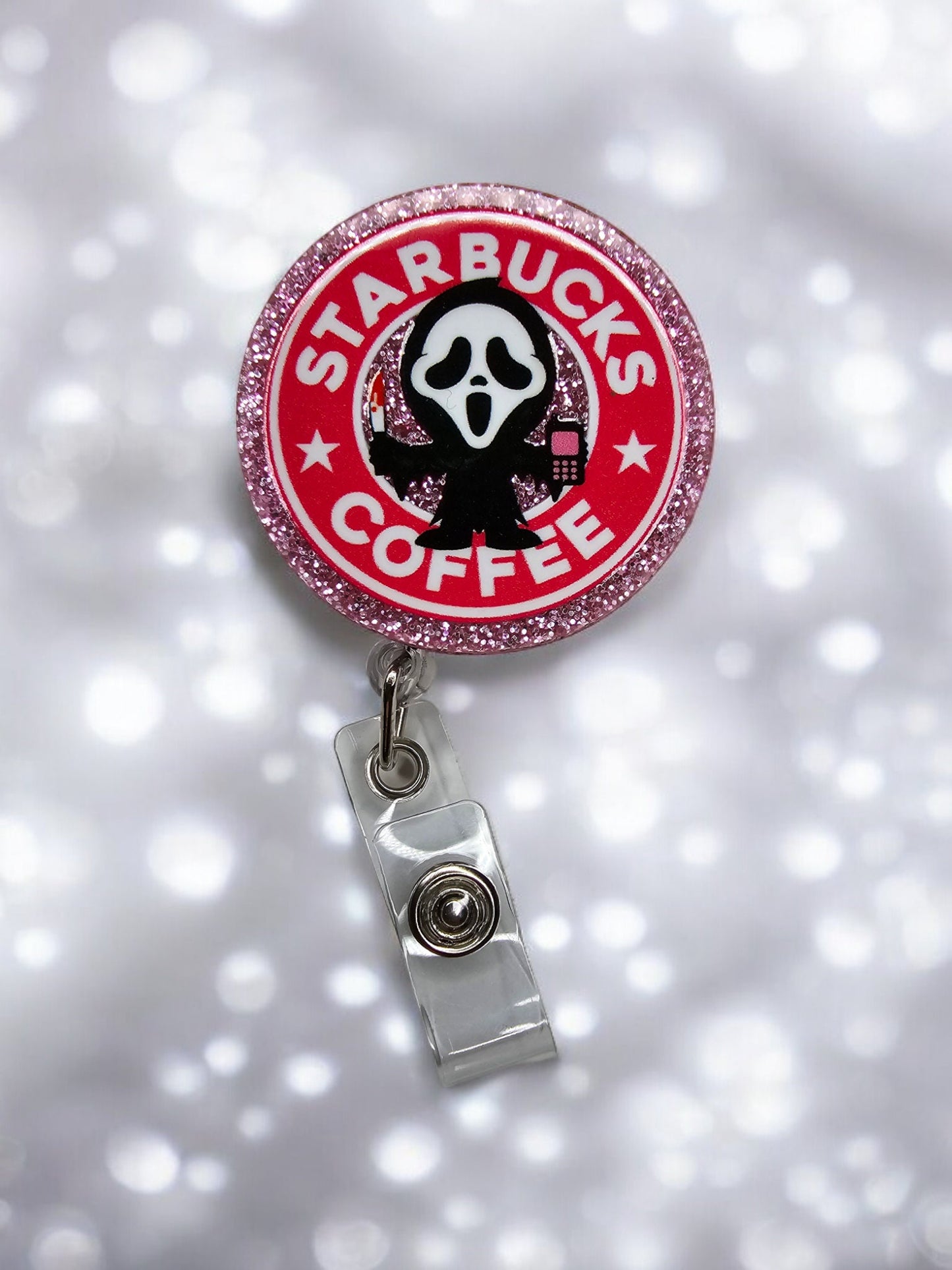 Scary Coffee Sips Retractable Badge Reel