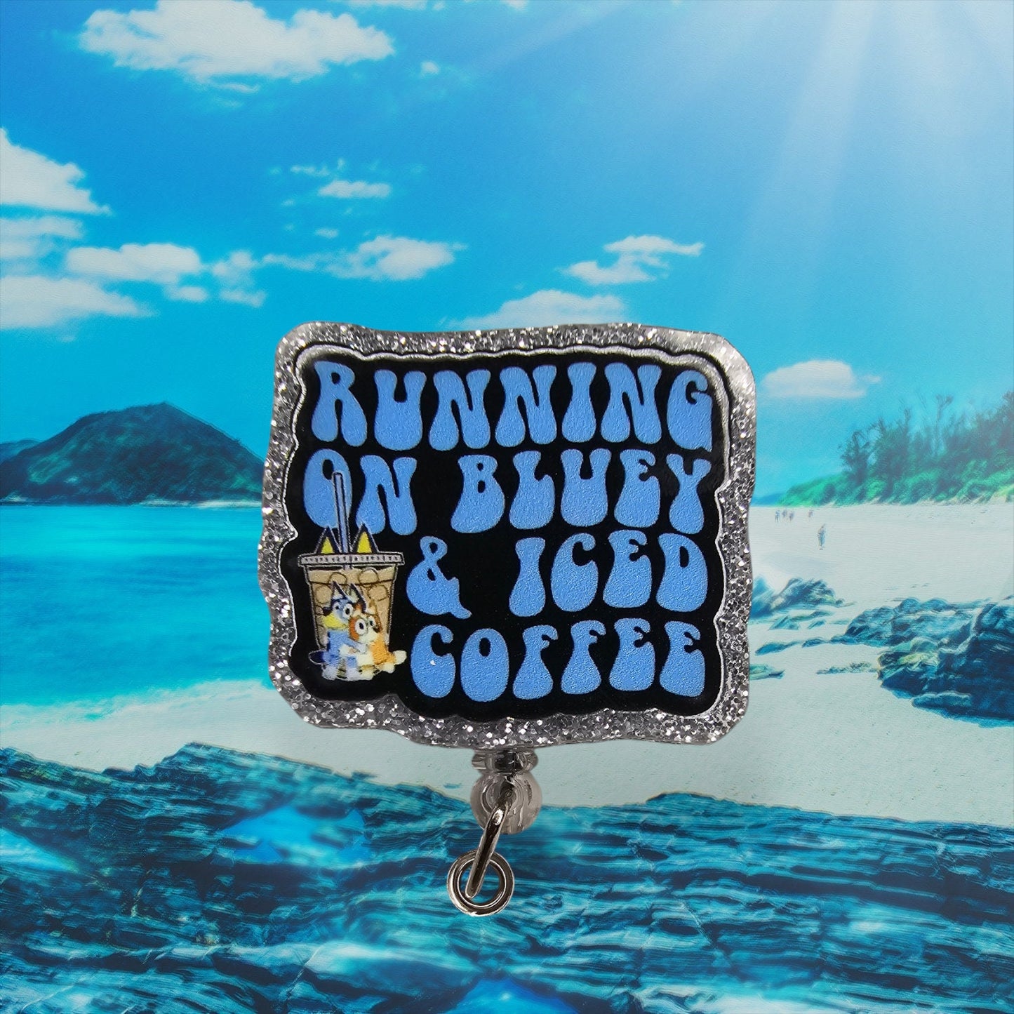 Running on Bluey & Iced Coffee Retractable Badge Reel