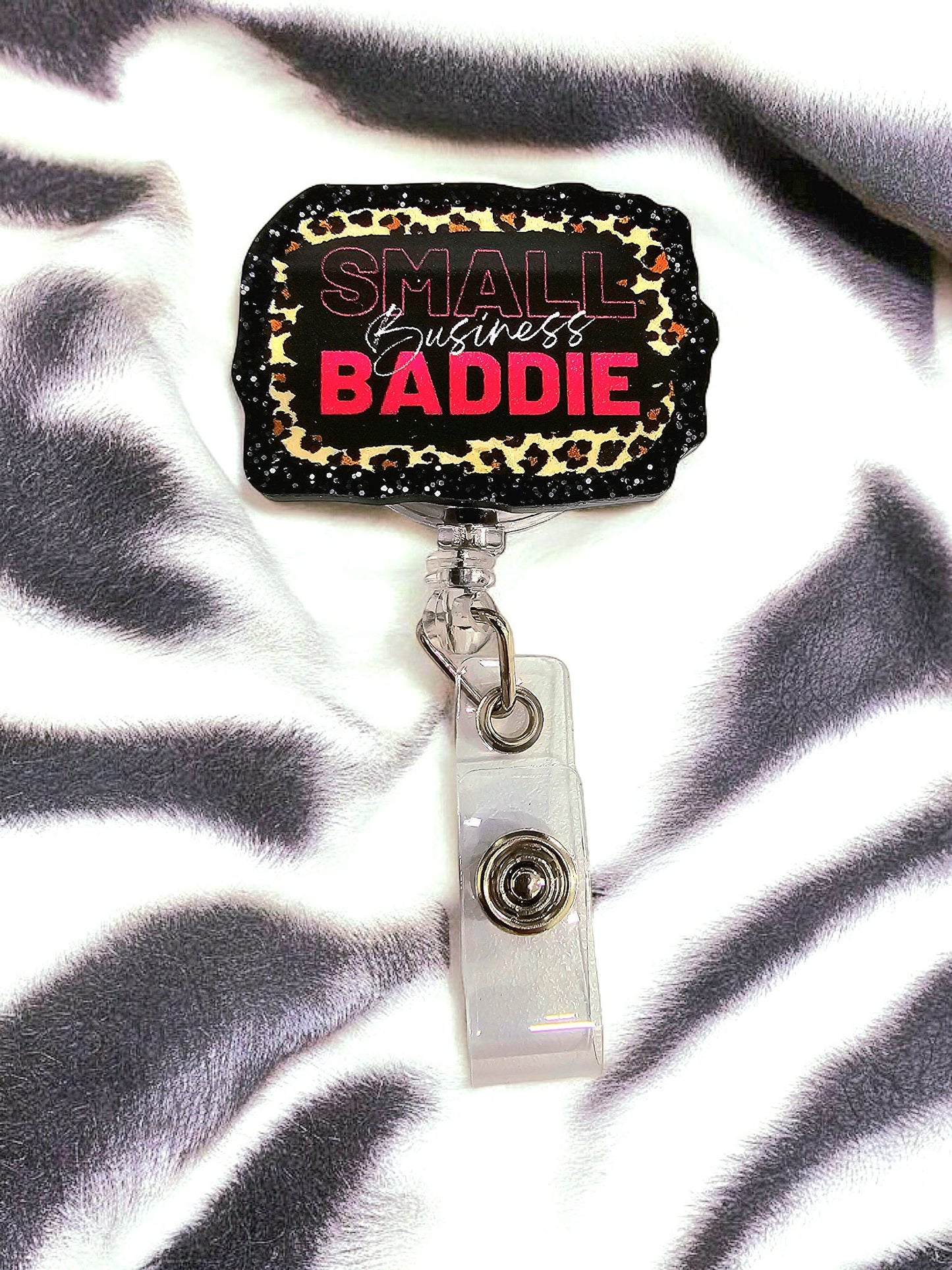 Small Business Baddie Retractable Badge Reel Work ID