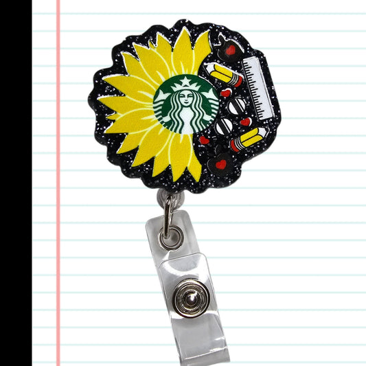 Teacher Coffee Retractable Badge Reel