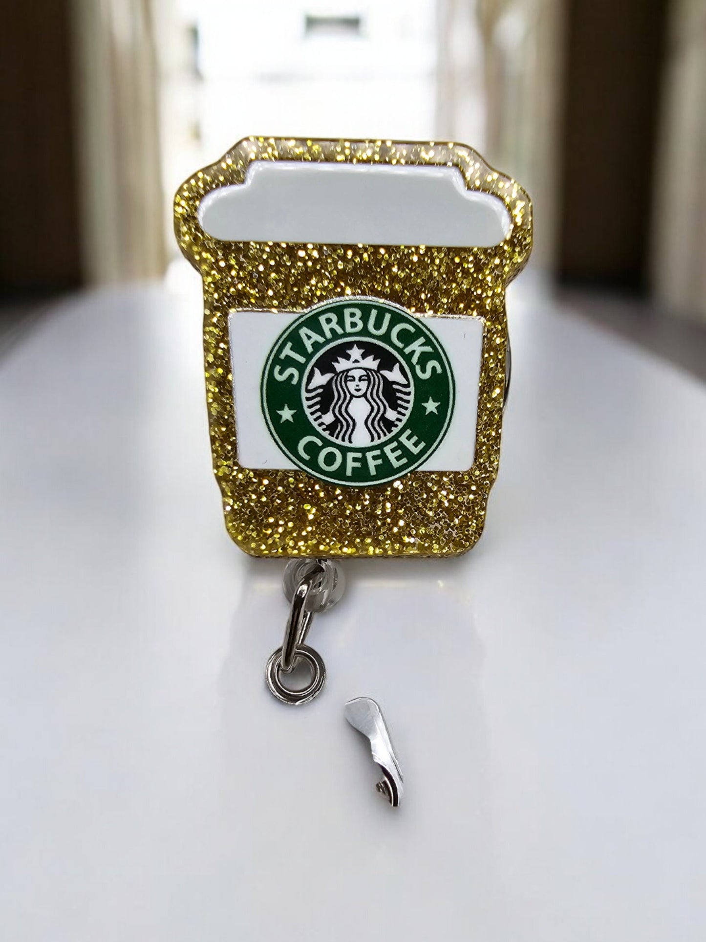 Premium Coffee Brew Retractable Badge Reel