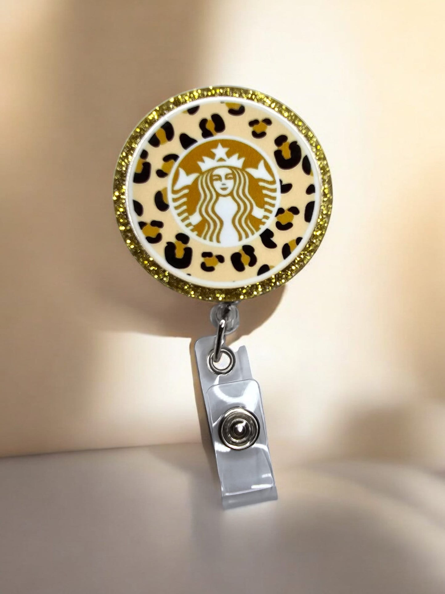 Sassy Cheetah Coffee Brew Retractable Badge Reel