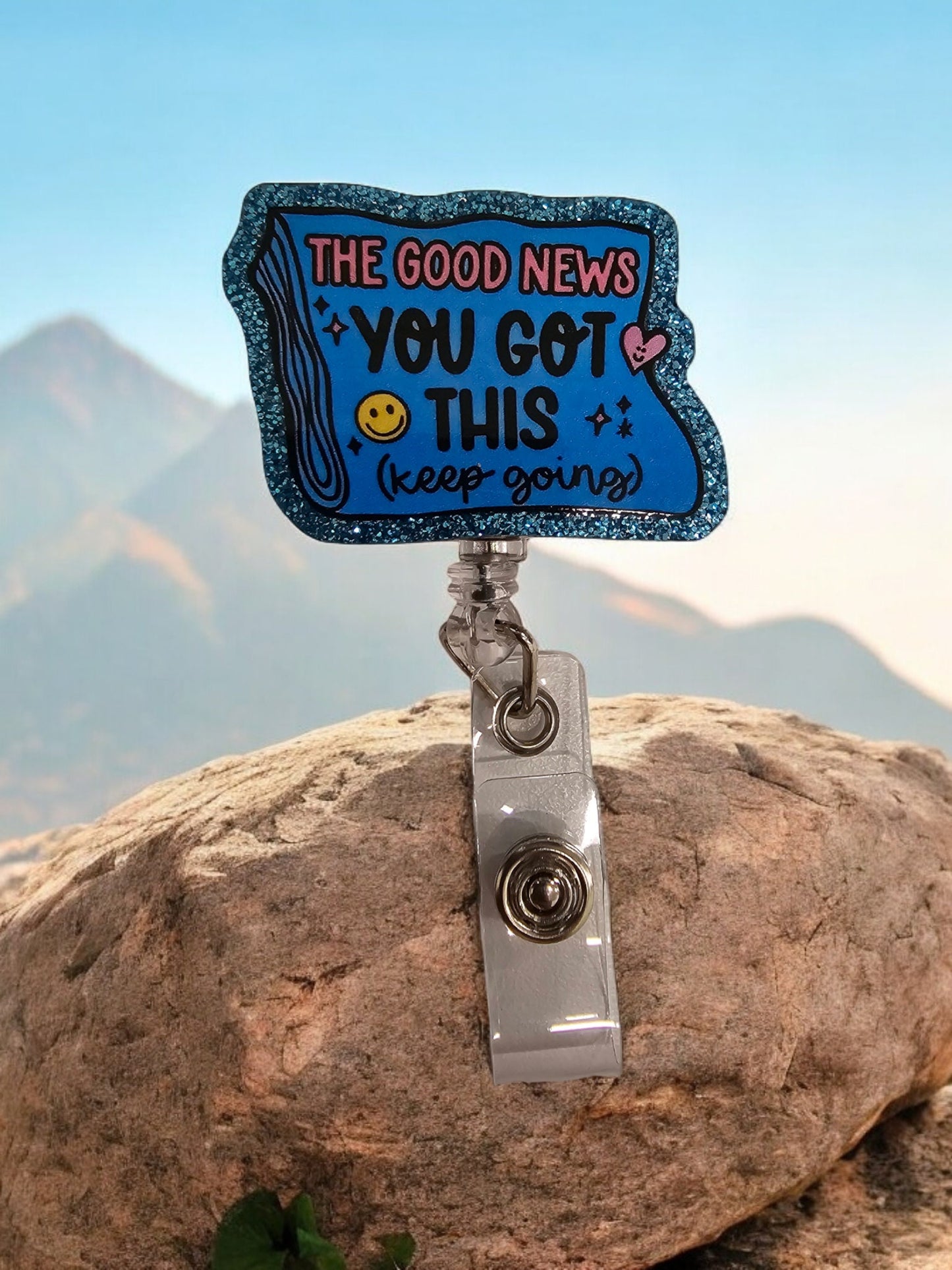 The Good News You Got This Keep Going Encouragement Retractable Badge Reel Work ID