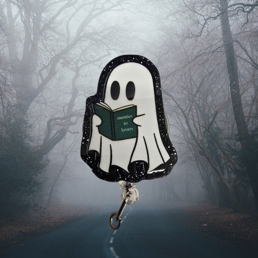 Ghost Just Reading a Book Retractable Badge Reel