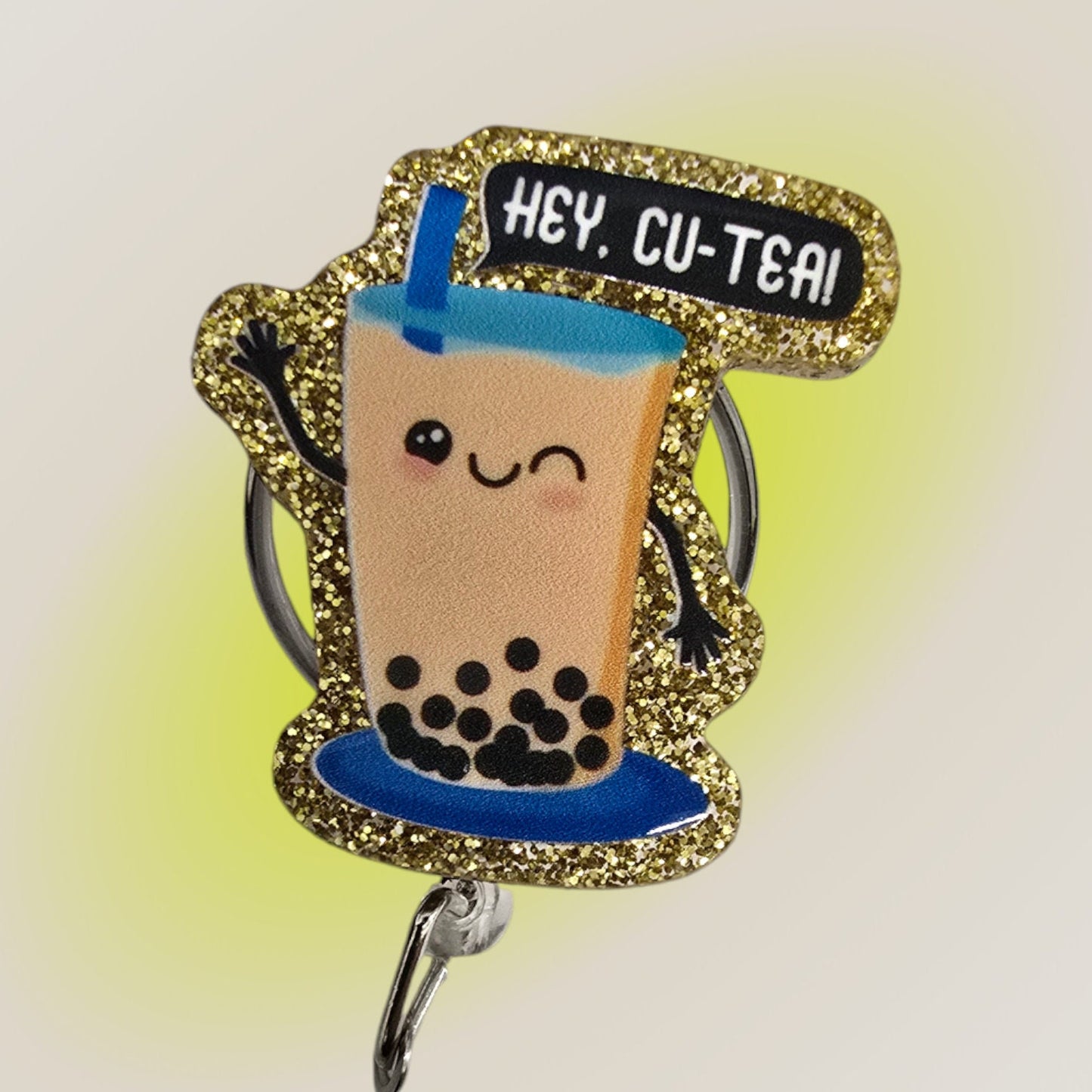 Hey Cute Tea Retractable Badge Reel Work ID