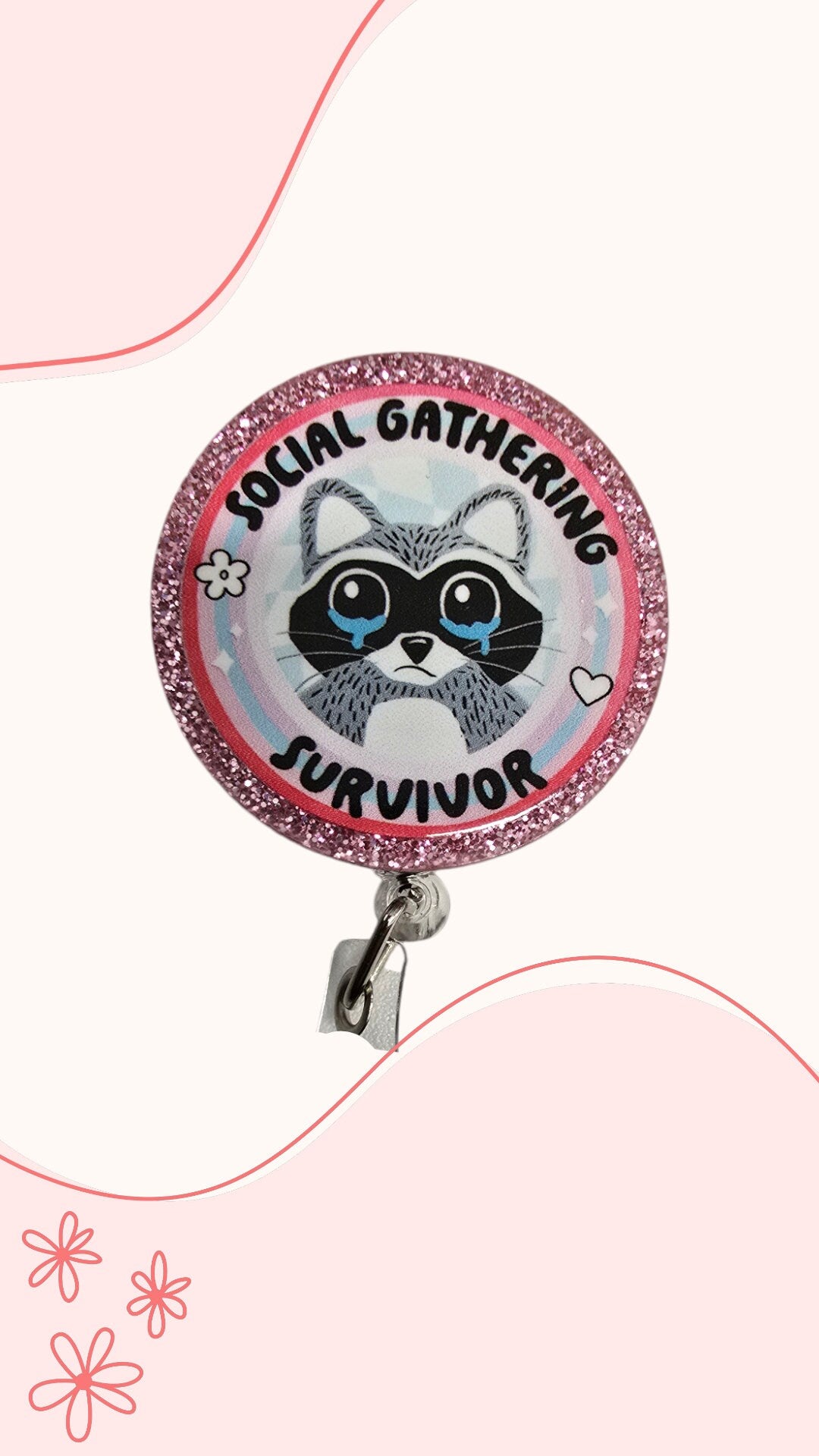 Social Gathering Survivor Raccoon Retractable Badge Reel Work ID