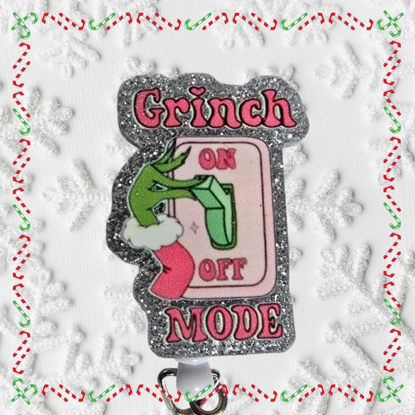 Grinch Mode On Off Switch Retractable Badge Reel Work ID