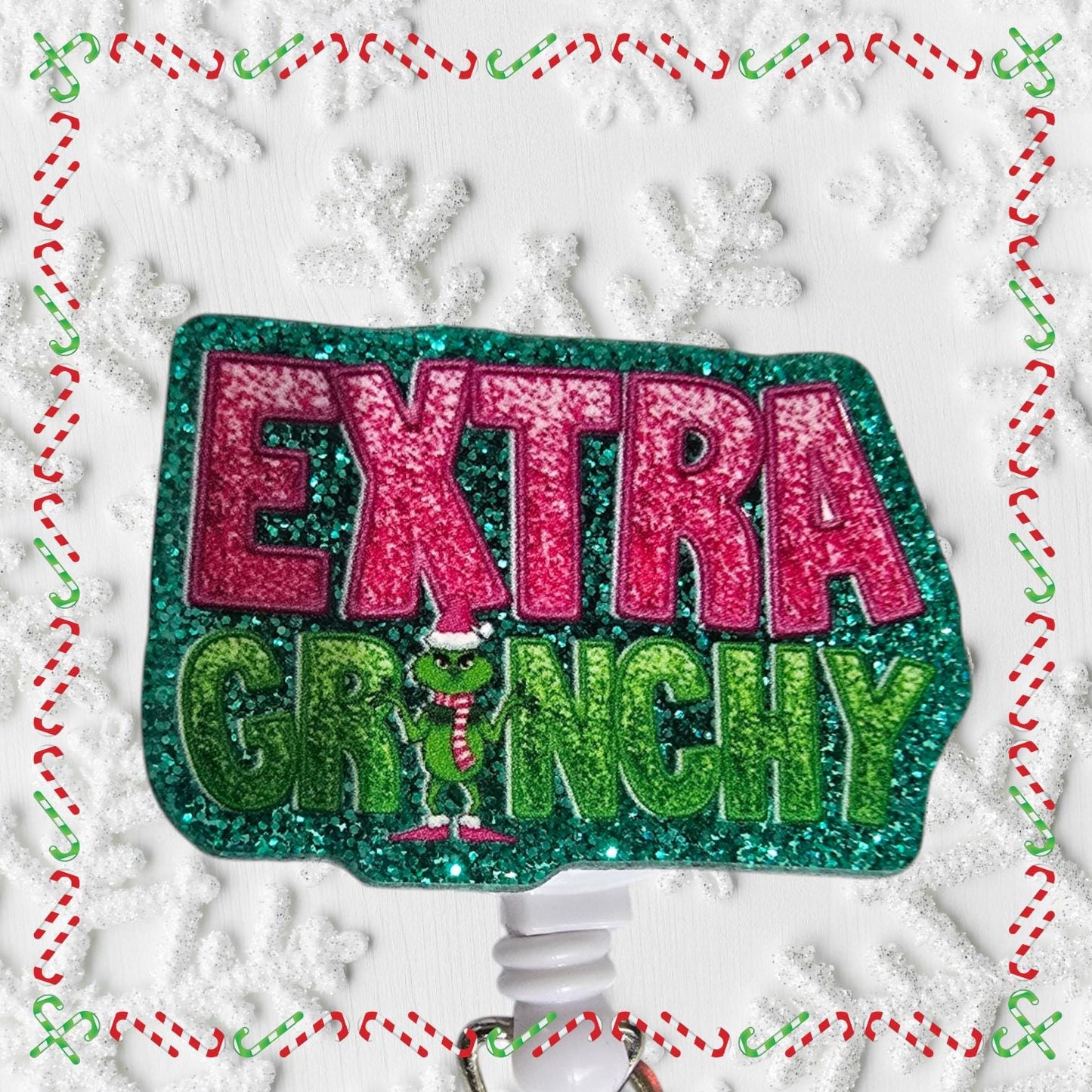 Extra Grinchy Retractable Badge Reel Work ID