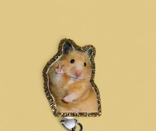 Peace Out Hammy the Hamster Retractable Badge Reel Work ID