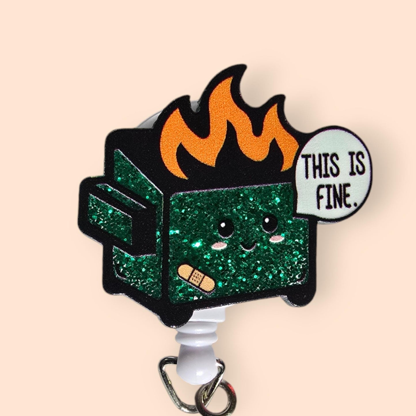 Dumpster Fire It's Fine Everything is Fine Retractable Badge Reel Work ID