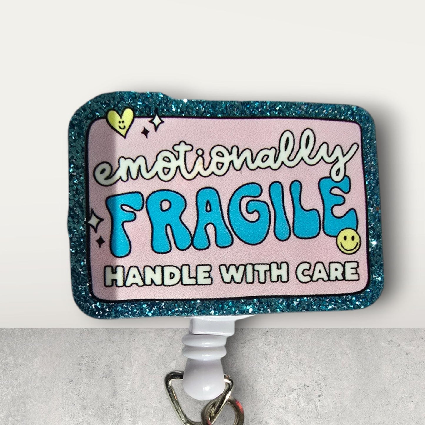 Emotionally Fragile Handle With Care Retractable Badge Reel Work ID