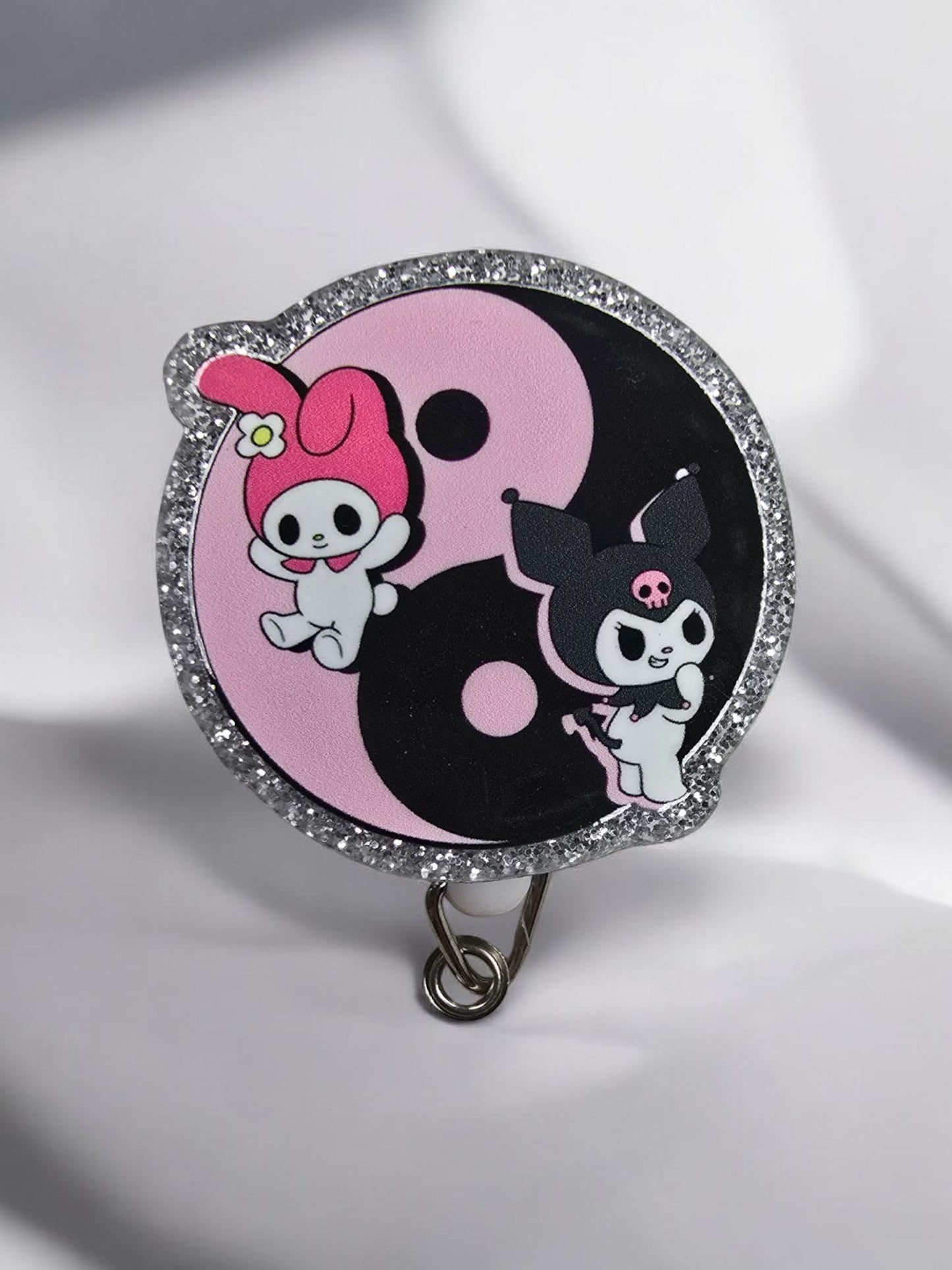 My Kitty Ying Yang Retractable Badge Reel Work ID