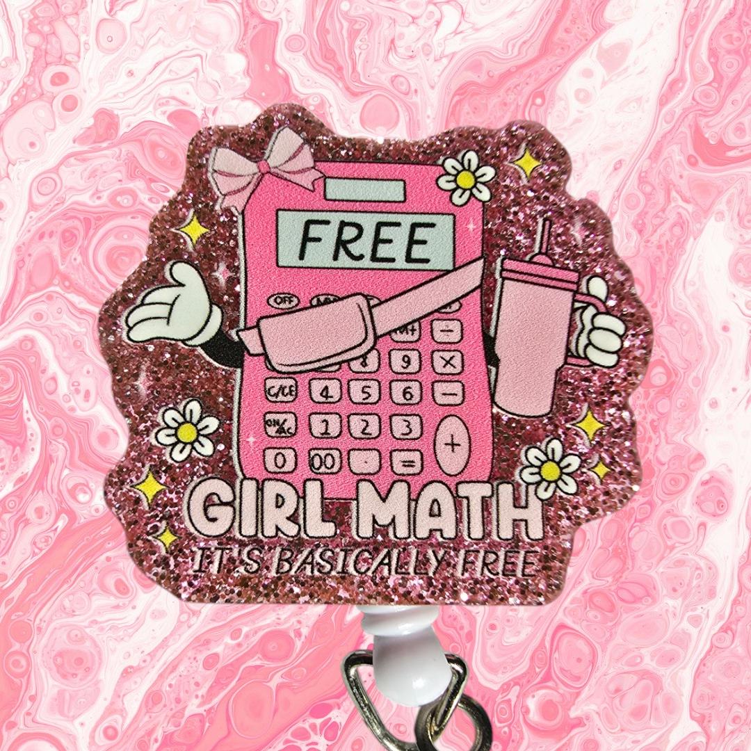 Girl Math Funny Retractable Badge Reel Work ID