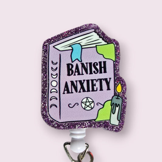 Banish Anxiety Book of Spells Retractable Badge Reel Work ID