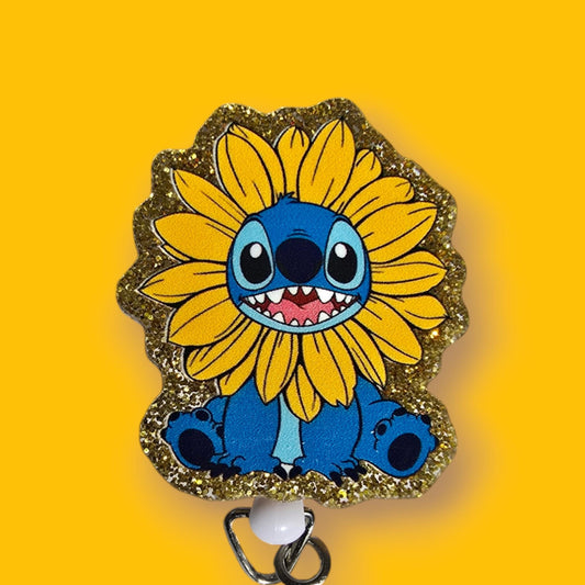 My Blue Sunflower Friend Retractable Badge Reel Work ID