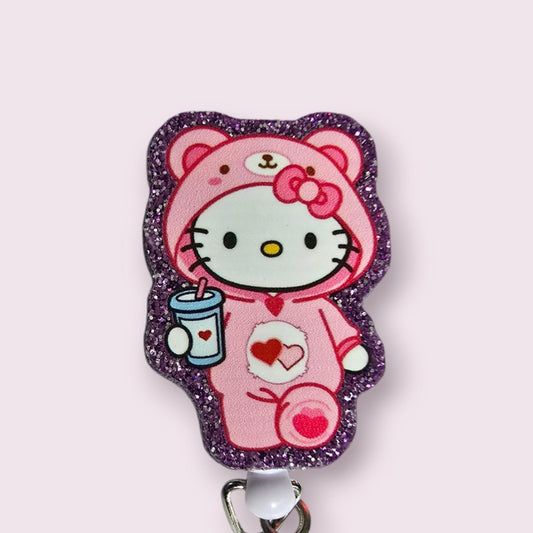 Kitty Bear Retractable Badge Reel Work ID