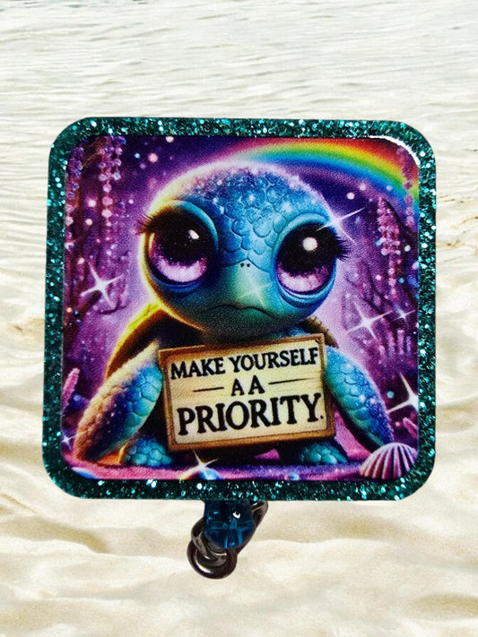 Make Yourself A Priority Turtle Retractable Badge Reel Work ID