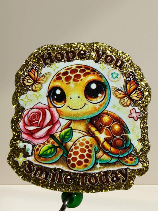 I Hope You Smile Today Turtle Cutie Retractable Badge Reel Work ID