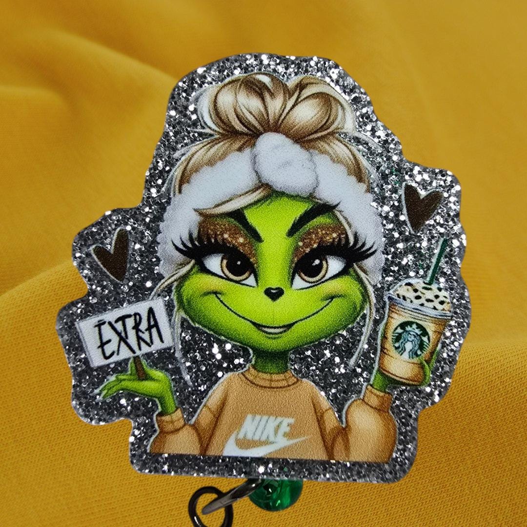 Extra Grinchy Retractable Badge Reel Work ID