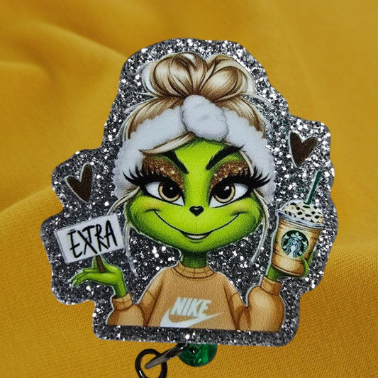 Extra Grinchy Retractable Badge Reel Work ID