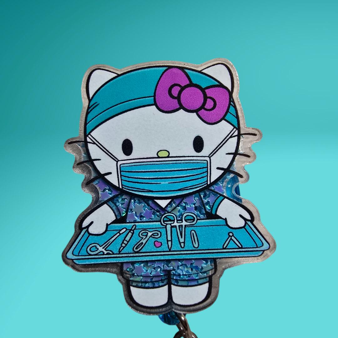 OR Nurse Kitty Retractable Badge Reel Work ID