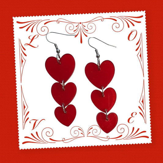 Be My One & Only Heart Dangle Tiered Earrings You Choose